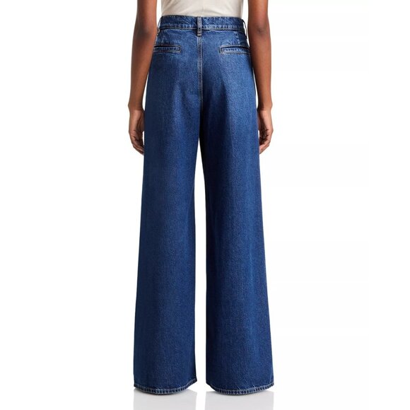 298$ FRAME Stretch Wide Leg Denim Jeans High Rise Women's Size 30 Dark Blue - Picture 3 of 5